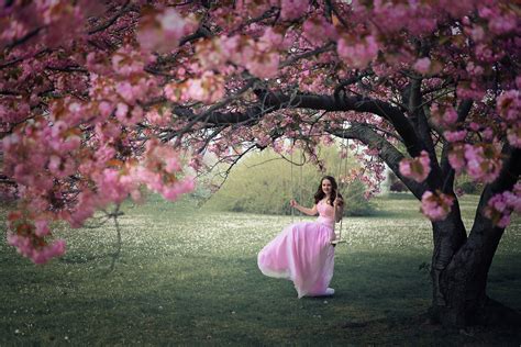 1046149 Trees Women Outdoors Women Model Cherry Blossom Blossom