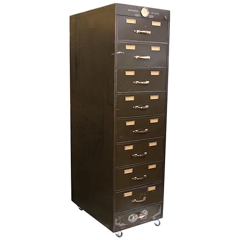 Vintage Art Metal Flat File Storage Cabinet With Brass Hardware At 1stdibs