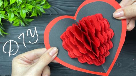 Diy Valentines Day 3d Pop Up Card Heart Pop Up Card Youtube