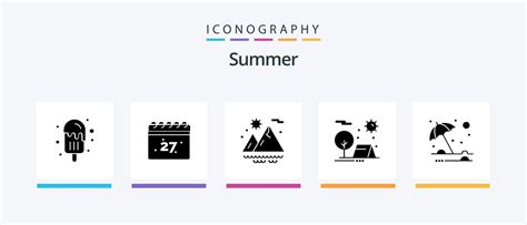 summer glyph 5 icon pack including summer beach summer sun holiday creative icons design