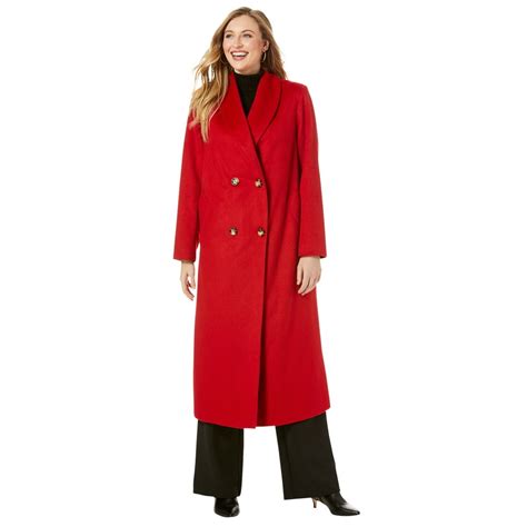Jessica London Womens Plus Size Long Shawl Collar Coat Wool Winter