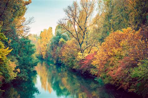 Autumn River 5k Uhd Wallpaper