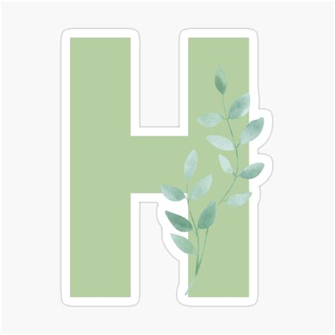 The Letter H Sage Green Decorative Lettering Sticker By Baeyoncemd In 2021 Decorative Monogram