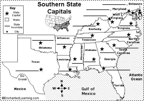 Label Southern Us State Capitals Printout Cc