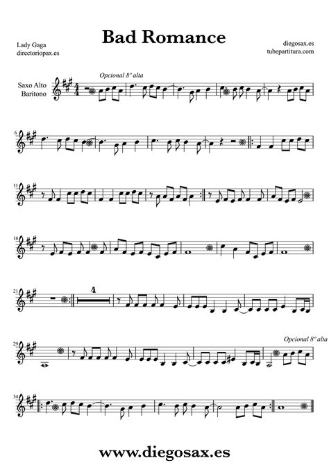 Tubescore Bad Romance By Lady Gaga Sheet Music For Alto Saxophone Pop