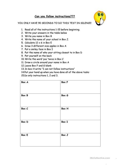 Can You Follow Instructions English Esl Worksheets For Distance
