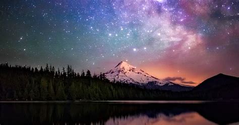 The Milky Way Galaxy As Drifts Beyond Mt Hood As Seen From The