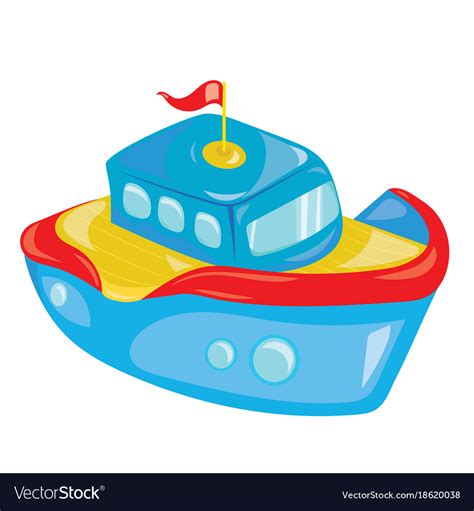 Cartoon Boat On White Background A Toy Ship For Vector Image