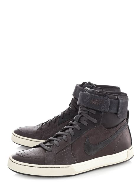 Nike Flytop Air Leather Hi Top Sneakers In Gray For Men Charcoal Lyst