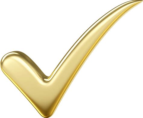 3d Gold Metal Check Mark Icon Check List Button Choice For Right