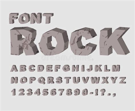 Rock Font Alphabet Of Stones Abc Made Of Lithic Rock Stony Le Stock