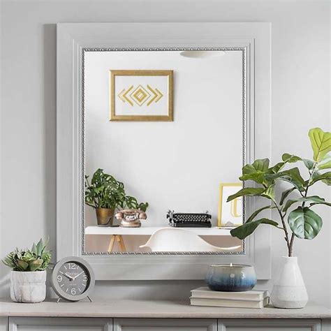 Silver mirror with sandblasted design completed with white back light effects, to see more designs and techniques you may visit our showroom and find more other interesting quality products. White Woodgrain with Silver Edge Wall Mirror | Wood framed ...