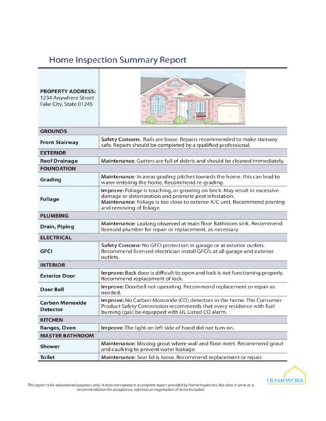 Printable Home Inspection Report Template Printable Templates Free