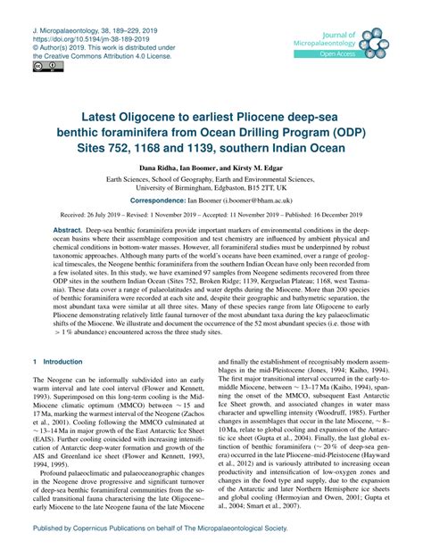 Pdf Latest Oligocene To Earliest Pliocene Deep Sea Benthic