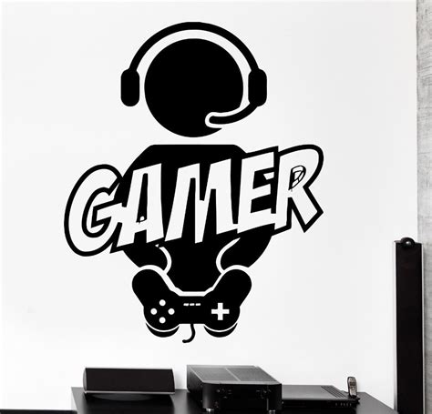 Garçon Gamer Vinyle Sticker Mural Gamer Salle De Jeux Jeux Vidéo