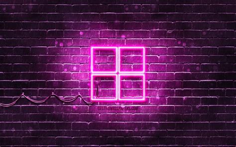 Download Wallpapers Microsoft Purple Logo 4k Purple Brickwall