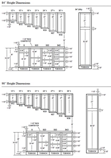 Standard Kitchen Drawer Sizes Chart