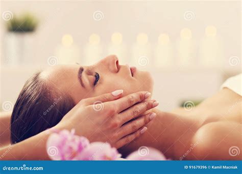 Beautiful Woman Getting Massage In Spa Stock Photo Image Of Female Massage