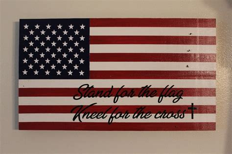 Stand For The Flag Kneel For The Cross Flag Wall Decor Wood Etsy