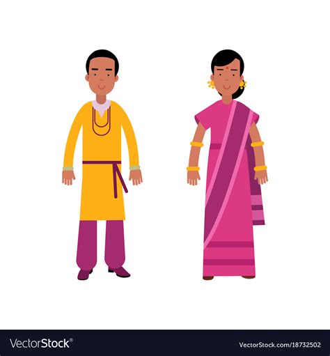 Indian Man And Woman In Traditional Clothing Vector Image