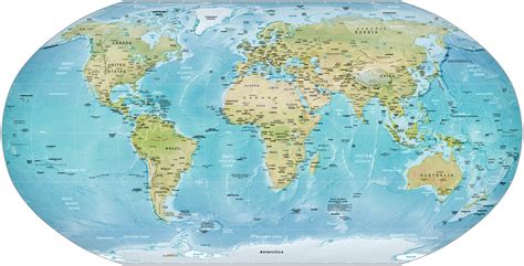 Kort Over Physical World Map ǀ Bykort Og Verdenskort Plakater På Væggen
