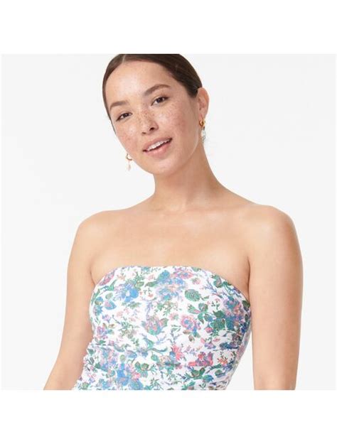 Buy Jcrew Eco Ruched Bandeau One Piece In English Garden Online