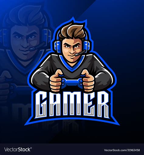 Gamer Esport Mascot Logo Design Royalty Free Vector Image