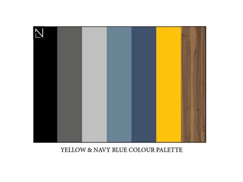 The Color Scheme For Yellow And Navy Blue Is Shown In Black White And