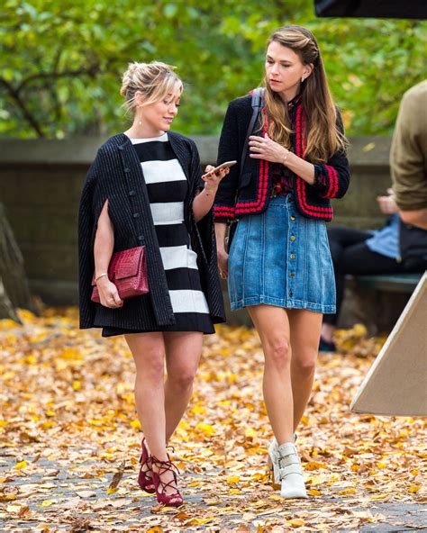 Hilary Duff And Sutton Foster On The Set Of Younger In New York City