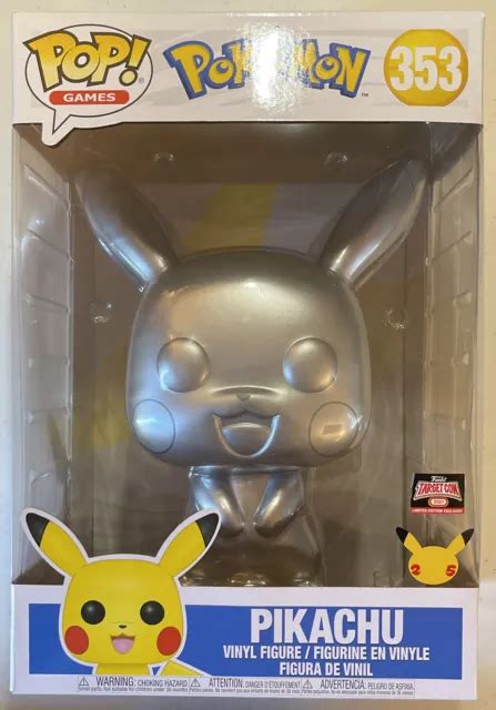 Funko Pop 353 Pikachu Silver Metallic 10 Jumbo Target Con Exclusive