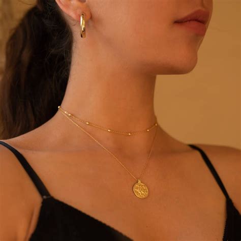 Dainty K Gold Bead Choker Necklace In Gold Choker Necklace
