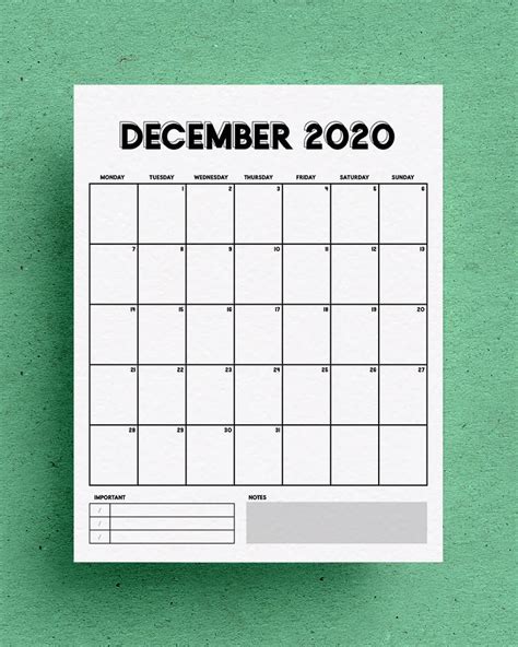 Looking for cute printable calendars? Free Vertical Calendar Printable For 2020 - Crazy Laura