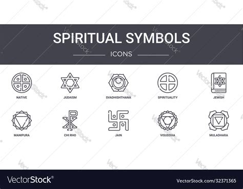 Spiritual Symbols Concept Line Icons Set Contains Vector Image