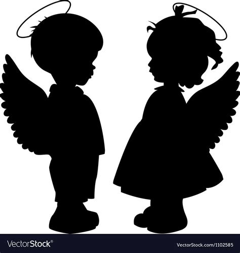 Two Black Angel Silhouettes Isolated On White Download A Free Preview