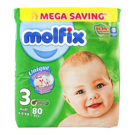 Buy Molfix Diaper No 3 Midi Mega Pack 4 9 Kg 80 Pack Online At