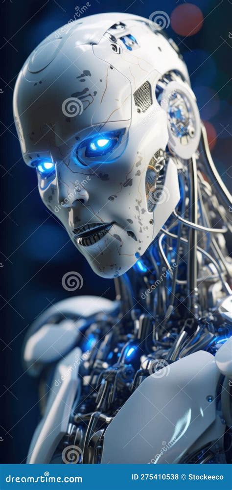 Incomplete Humanoid Android In Porcelain Skin Stock Illustration