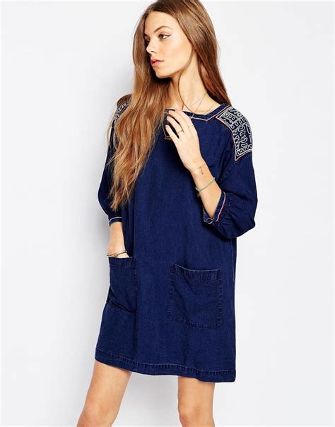 Mih Jeans Denim Tunic Dress With Embroidery At Latest Fashion Clothes Clothes