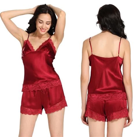 Camisole Set Silk Camisole Lace Silk Red Lingerie Christmas Gift