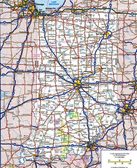 Large Detailed Map Of Indiana State With Roads Highways Relief And Images