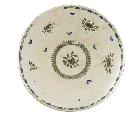 An Iznik Blue White And Green Pottery Bowl Turkey Circa Of