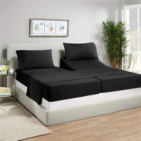 Empyrean Bedding Premium Split King Size Sheets Set Black Hotel