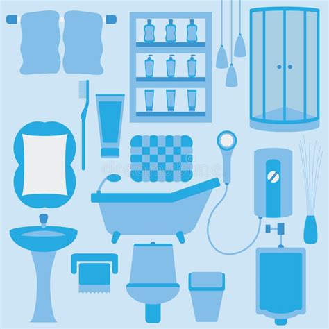 Bathroom Interior With Furniture Vector Illustration In Flat Style