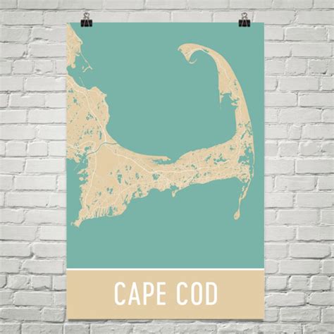 Cape Cod Map Cape Cod Wall Art Cape Cod Cape Cod Print Map Etsy