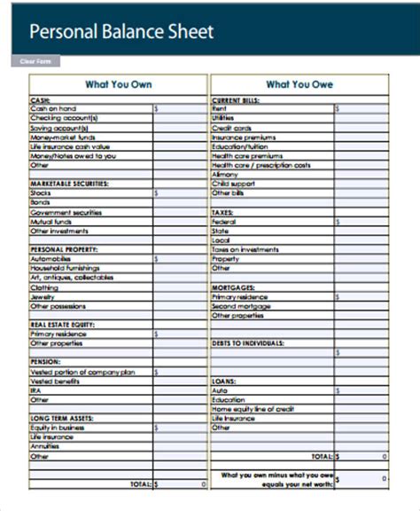 Tutorial Download Individual Balance Sheet For Free Printable PDF DOC
