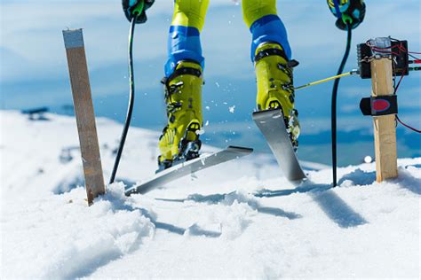 Closeup Of Skier Starting The Giant Slalom Race Stock Photo Download