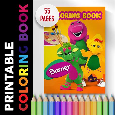 Barney And Friends Coloring Book 55 Pages Coloring Pages Etsy