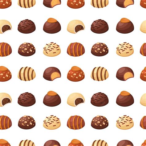 Patrón Sin Costuras Con Chocolates Ilustración Vectorial En Dulces De