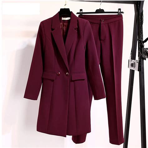 2023 Autumn Formal Ladies Fuchsia Long Blazer Women Business Suits With
