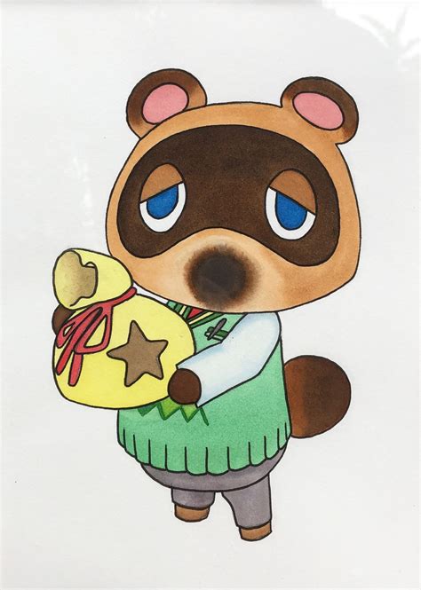 Tom Nook Animal Crossing Watercolor Painting Cheveaux Dessin