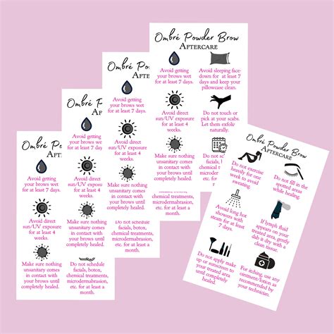 Ombre Powder Brow Aftercare Instruction Cards Digital Etsy